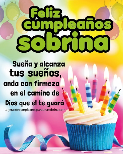 tarjeta de cumpleaños para una sobrina de pastel con velas